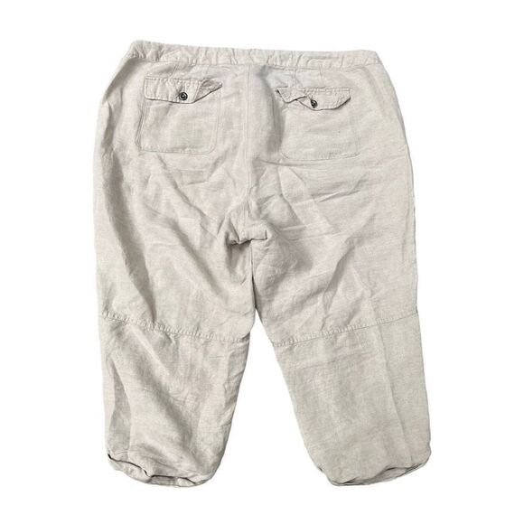 Lane Bryant Linen Blend Pants 18/20 Cropped Khaki Tan Pull On drawstring waist - Picture 2 of 7